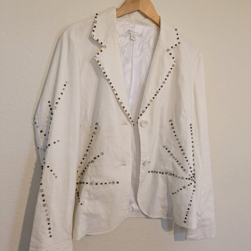XL Peppe Peluso linen Blazer w/Flair - Picture 4 of 10